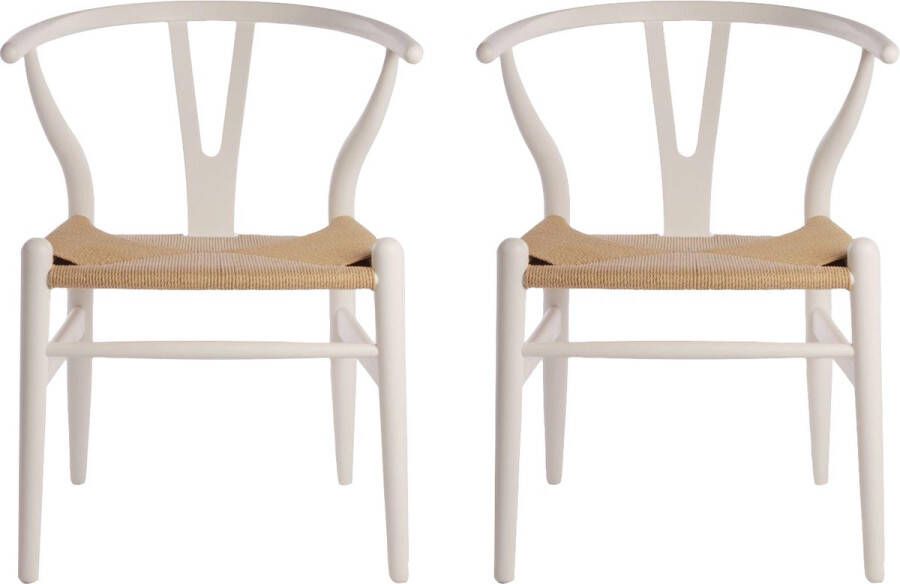Mowelli 2 stoelen 'Y chair' Wit hout