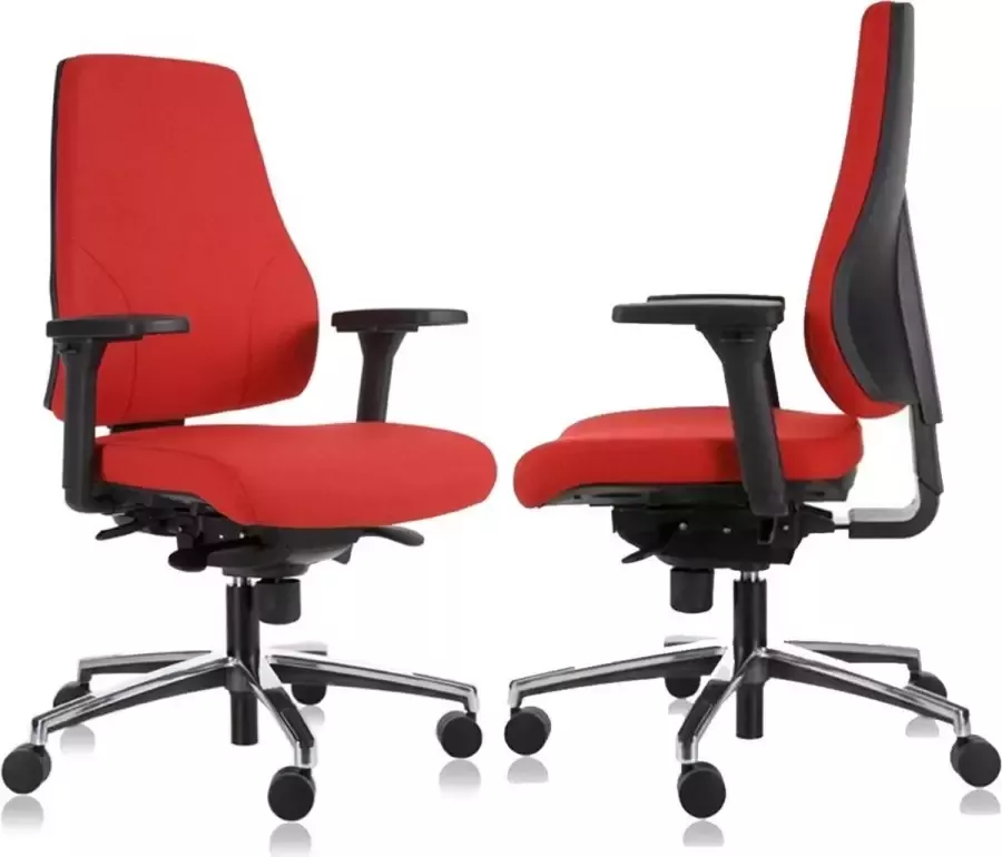 MR Actiflexx Bureaustoel Actiflexx Basic ARBO NPR 1813 stof rood aluminium voetenkruis!