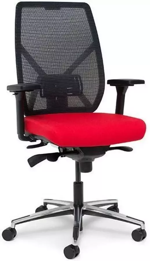 MR Actiflexx Bureaustoel Actiflexx Weave ARBO NPR 1813 stof rood rug zwart aluminium voetenkruis!