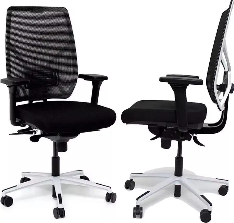 MR Actiflexx Ergonomische Bureaustoel Actiflexx Weave ARBO NPR 1813 stof zwart rug wit voetenkruis wit