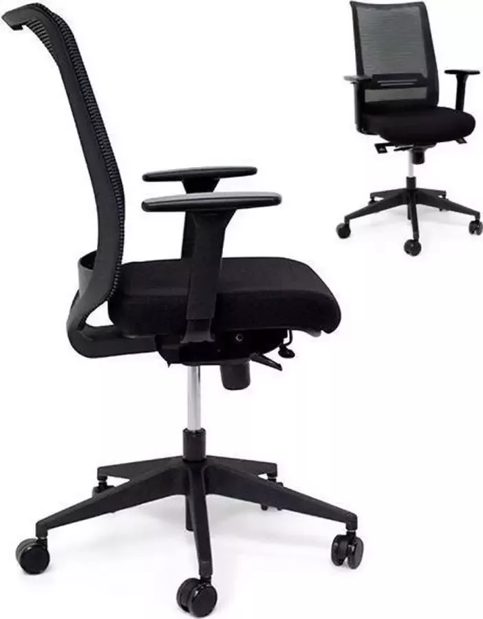 Multi Ratio Bureaustoel Brussel ARBO verantwoord stof zwart voetenkruis zwart met multifunctionele wielen