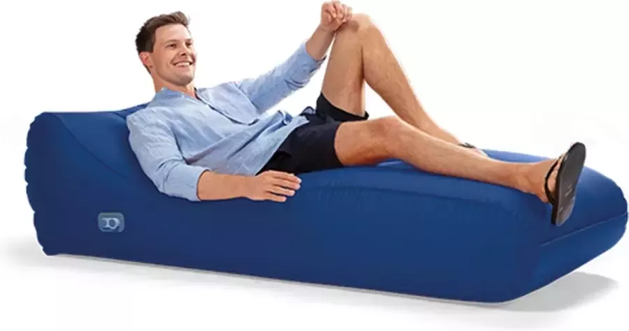Mr. E-zy Sunbed Midnight Blue Zelf opblaasbaar Zitzak Inclusief krachtige Powerbank & Draagzak