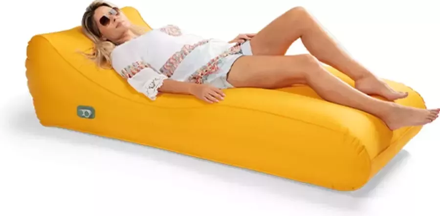 Mr. E-zy Sunbed Shiny Yellow Zelf opblaasbaar Zitzak Inclusief krachtige Powerbank & Draagzak