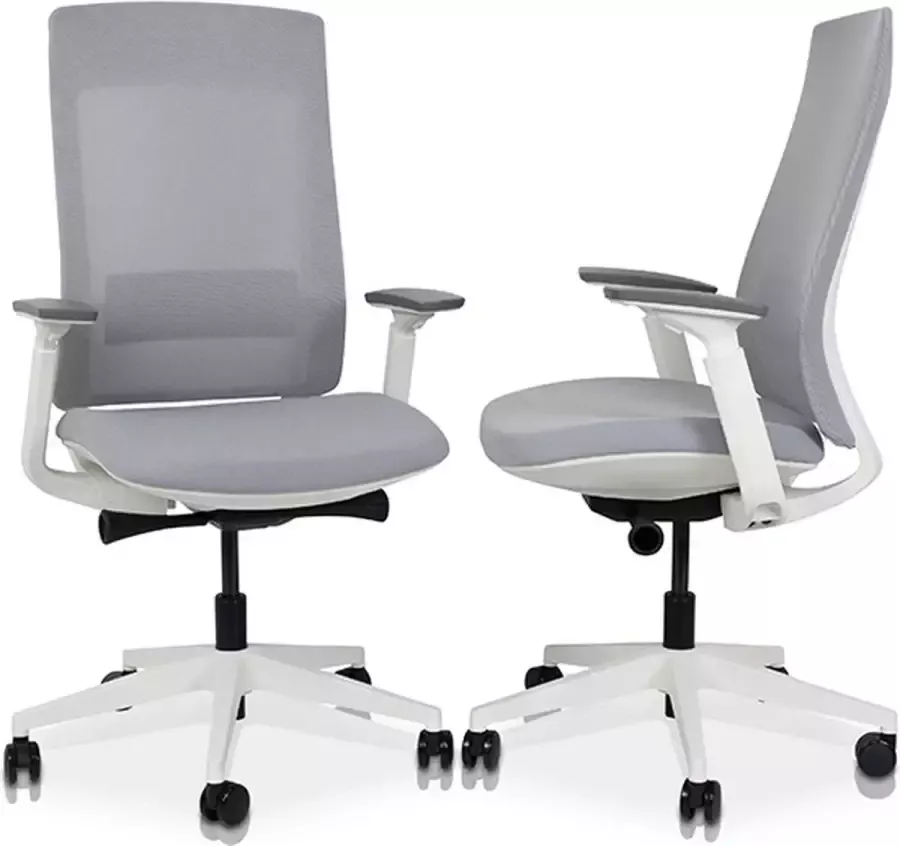 Mr pro MRC PRO Design gray white Ergonomische bureaustoel Arbo verantwoord| Zachte wielen