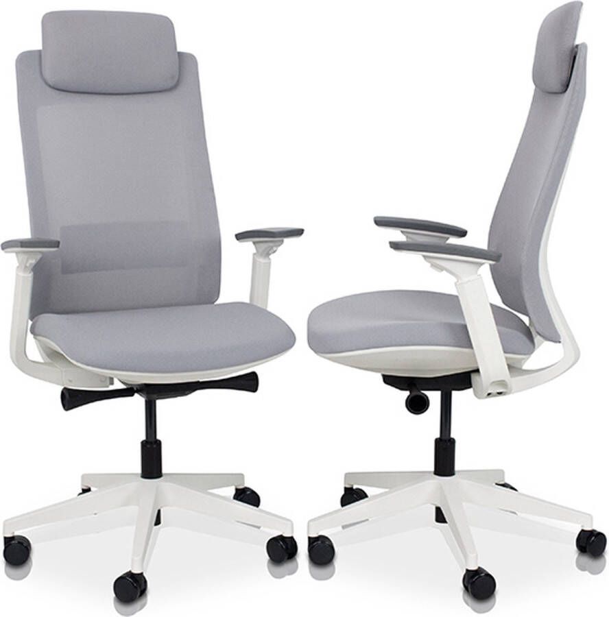 Mr pro MRC PRO High Design gray white Ergonomische bureaustoel Arbo verantwoord Harde wielen