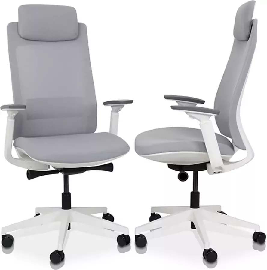 Mr pro MRC PRO High Design gray white Ergonomische bureaustoel Arbo verantwoord Zachte wielen