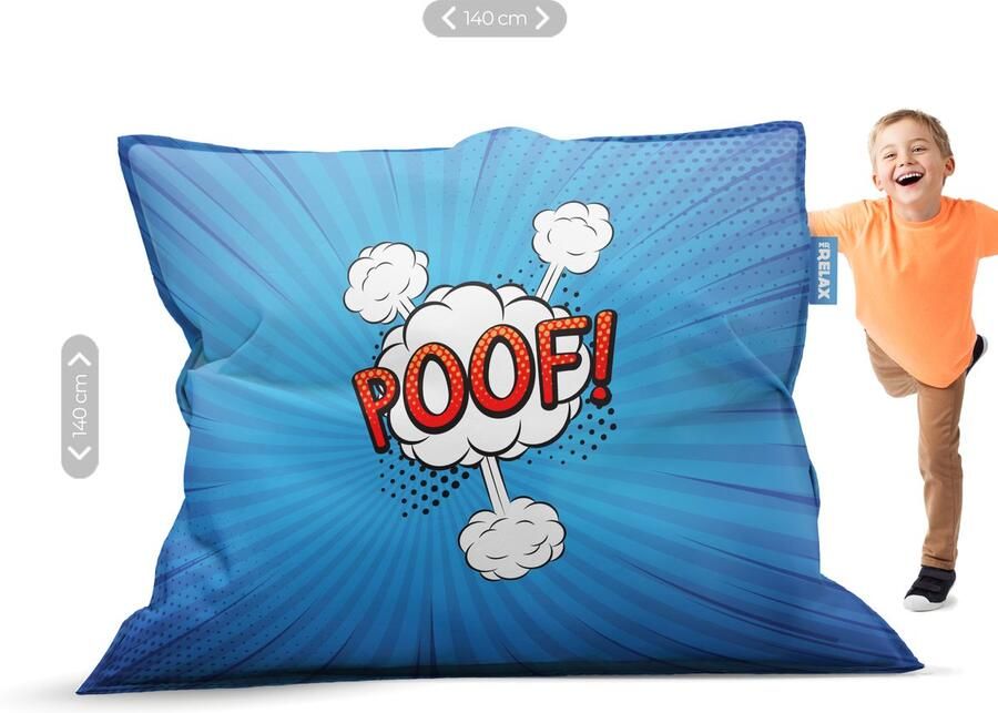 Mr. Relax Zitzak Loungekussen Kinderen Kinderkamer 140 x 140 cm Comic Book Blauw Binnen- en Buitengebruik Vloeistofdicht Back To School Gaming - Foto 2