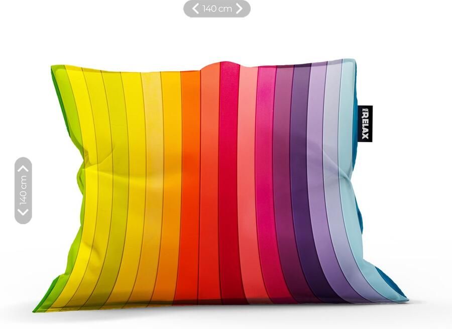 Mr. Relax Zitzak Loungekussen – 140x140 cm – Regenboog Vloeistofdicht – Voor Binnen & Buiten Gebruik