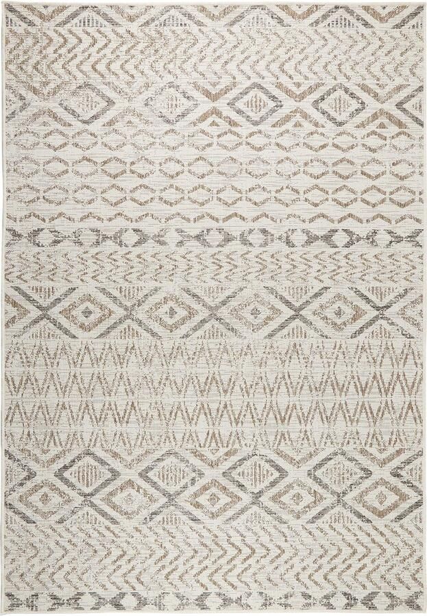 MrCarpet Buitenkleed Tuintapijt Buiten vloerkleed Asti Wit Zand Antraciet 160 x 230cm