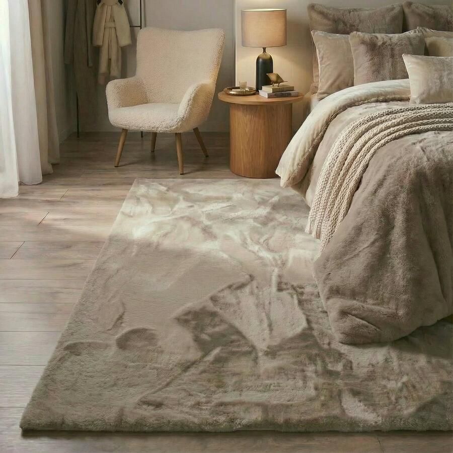 MrCarpet Hoogpolig vloerkleed Extra Zacht Fluffy Taupe 160x230cm