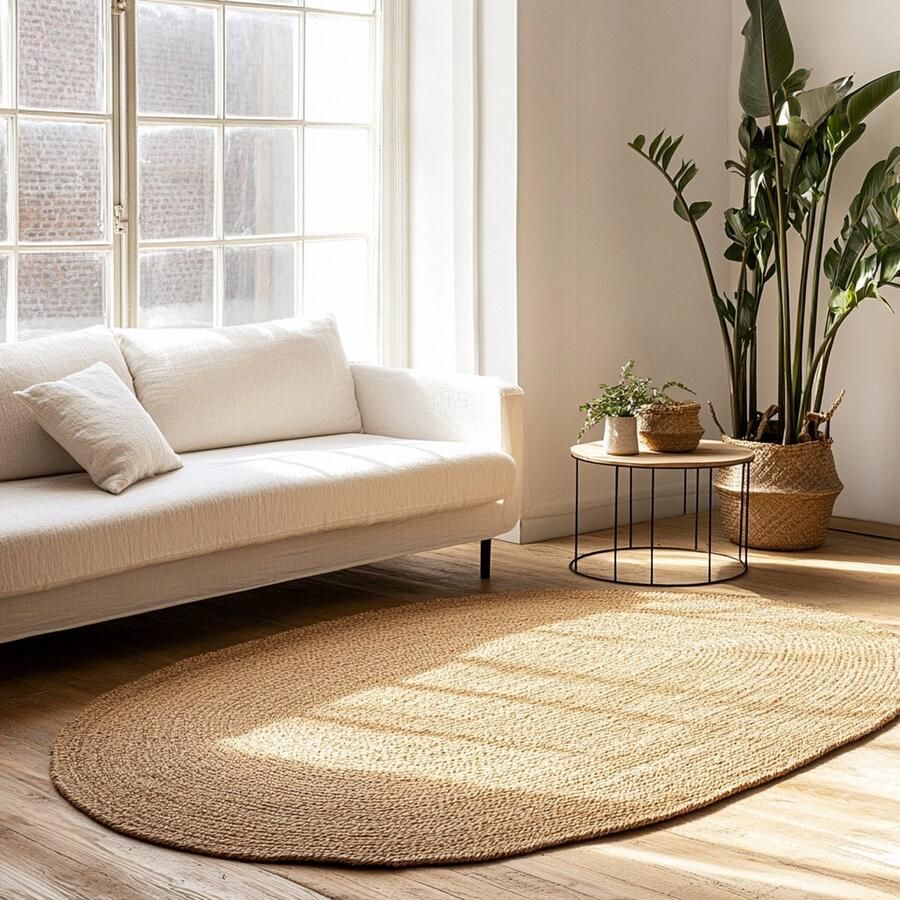 Casa Caron Mrcarpet Jute Vloerkleed Ovaal naturel 140 x 200cm