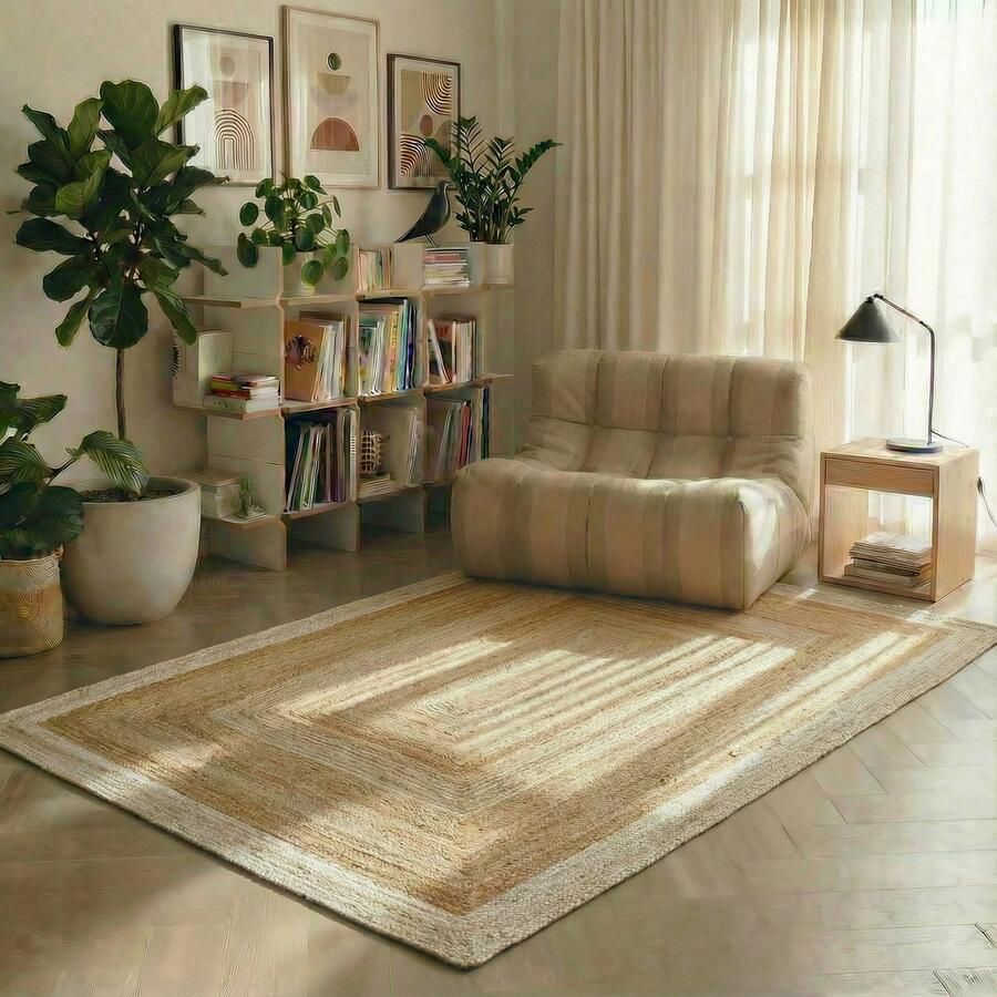 MrCarpet Jute vloerkleed Rechthoek naturel wit 140x200cm - Foto 2