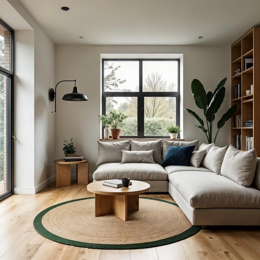 MrCarpet Rond jute vloerkleed naturel Groen met rand 160cm