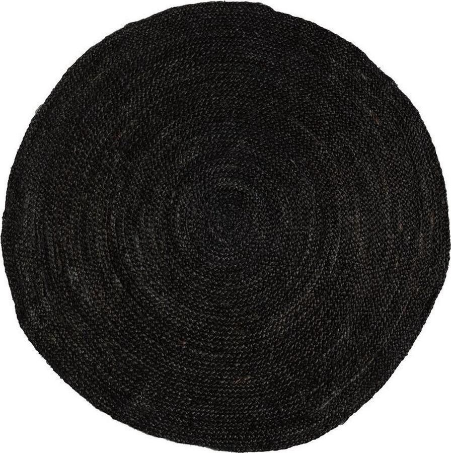 MrCarpet Rond jute vloerkleed Zwart antraciet 120cm