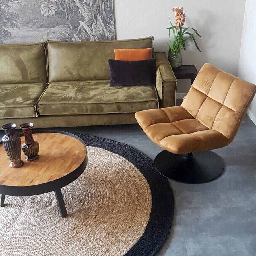 MrCarpet Rond jute vloerkleed Naturel antraciet met rand 240cm - Foto 2