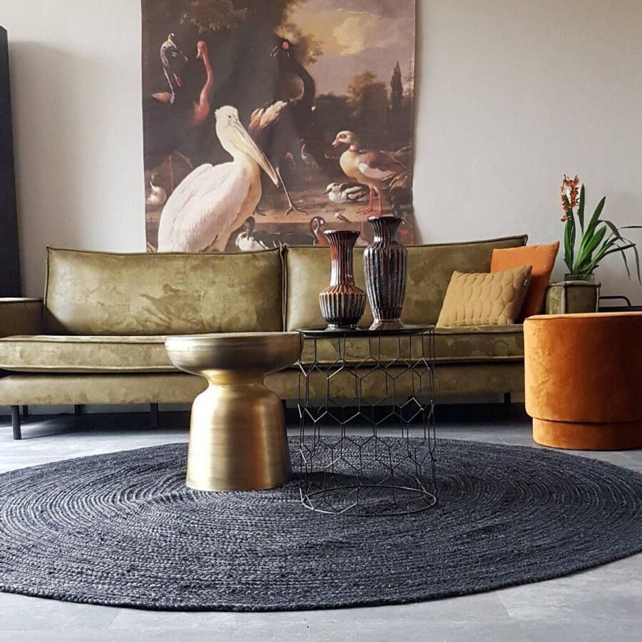 MrCarpet Rond vloerkleed jute zwart antraciet 240cm - Foto 2
