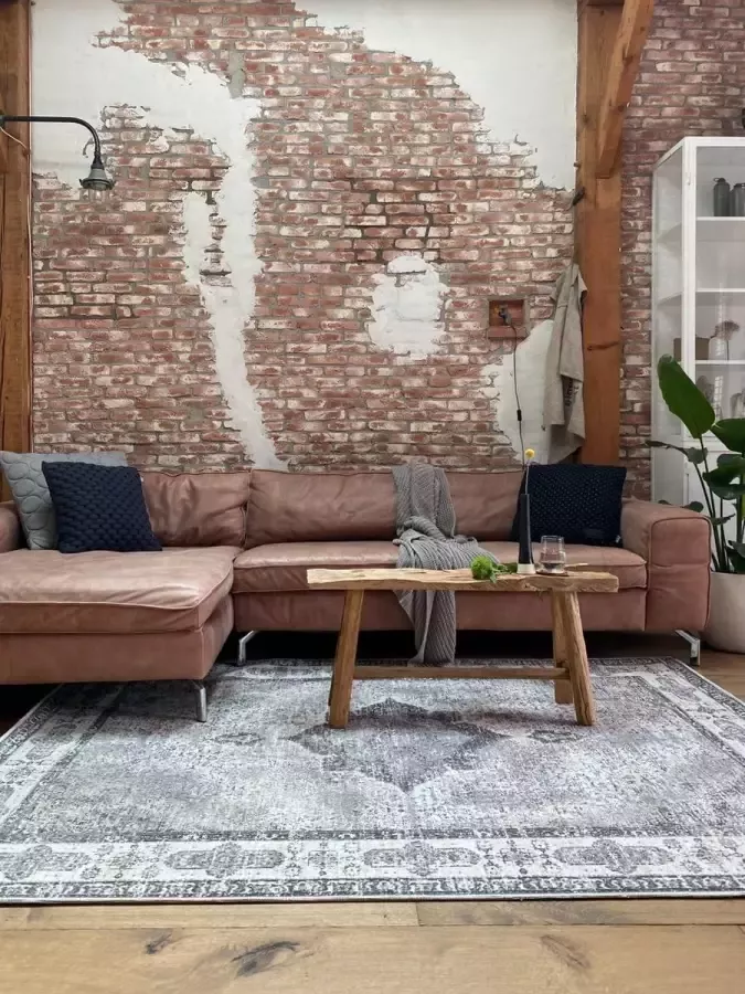 MrCarpet Vintage vloerkleed Rez Grijs 140 x 200cm