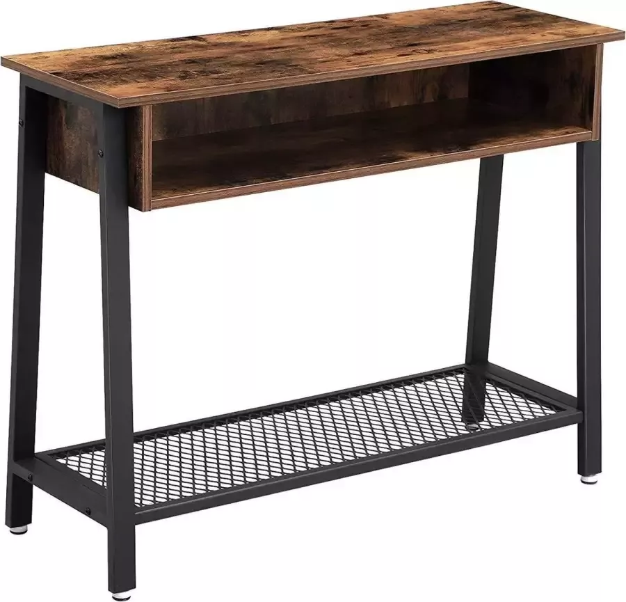 MrMarketplace Console Tafel Salontafel 2 laags Industrieel Rustiek Bruin 100 x 35 x 80 cm