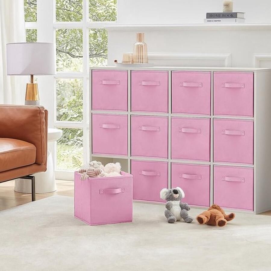 Mrs. Jones 12 Packs Opbergkubussen 38 cm dobbelstenen opbergcontainers roze