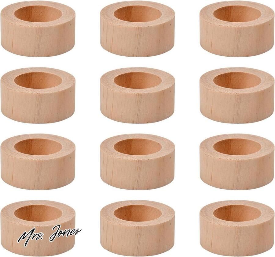 Mrs. Jones 12 Stks Houten Theelicht Kaarsenhouders Hout Votive Kandelaar-Kaars Stand Houder Pine Voor Tafel Bruiloft Party Home Decor met Lichtjes