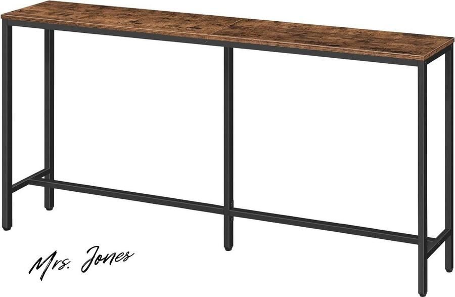 Mrs. Jones 160 cm Consoletafel Smalle Tafel Lange Entreetafel Gangtafel Bijzettafel Kleine Tentoonstellingstafel Salontafel Voor Hal Woonkamer Donkerbruinzwart