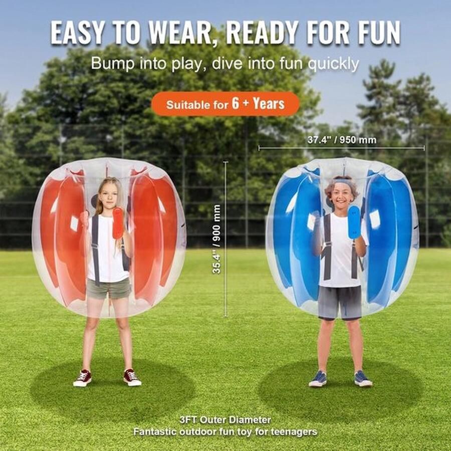 Mrs. Jones 2-Pack Opblaasbare Bumper Ballen Body Sumo Zorb Ballen voor Kinderen & Tieners Duurzame PVC Menselijke Bubbler Ballen