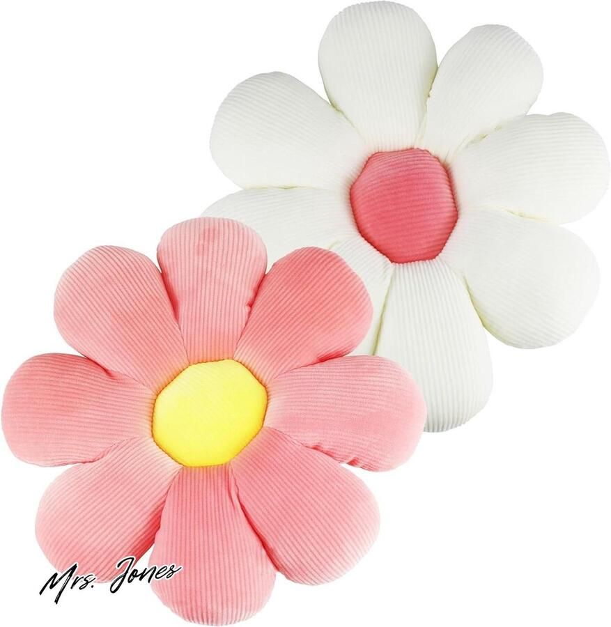 Mrs. Jones 2 stuks bloemkussen madeliefjeskussen vloerkussens voor kinderen schattige kussens bankkussens 38 cm esthetische kussens vloerkussen voor auto thuis sofa stoel