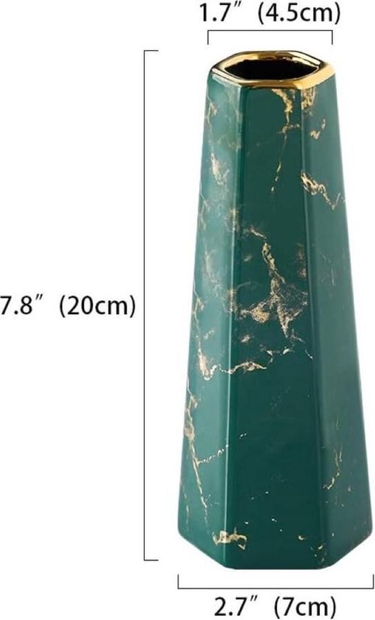 Mrs. Jones 20 cm Groene en Gouden Keramische Marmeren Vaas Decoratieve Bloemenvaas voor Tafel Centerpieces Stijlvolle Home Decoratie voor Bruiloften Kerstmis Smaragd Groen