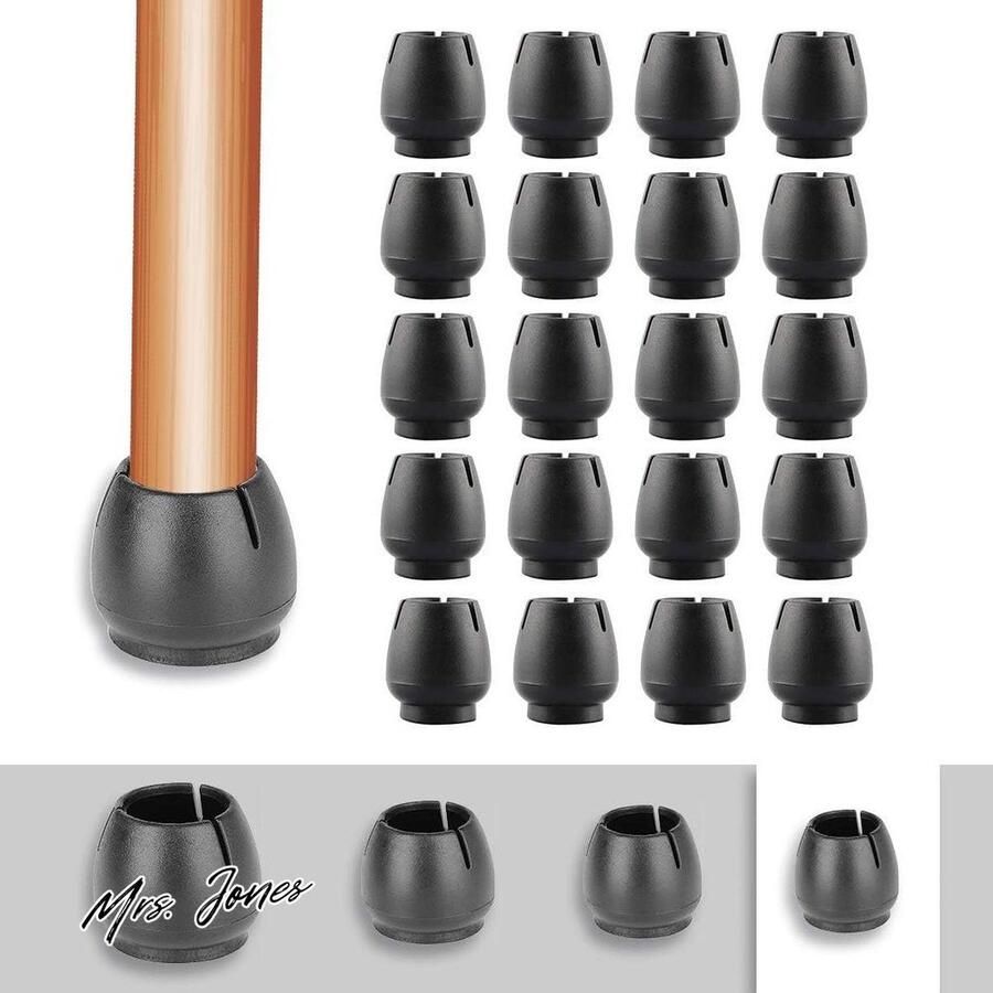 Mrs. Jones 20 Stuks Stoelpootkappen-Stoelpoten Vloerbeschermers-Tafelpoten Afdekking Siliconen-Vloerbeschermer Tafelvoetenhoezen Voorkomen Krassen En Lawaai Zwart-Kopen