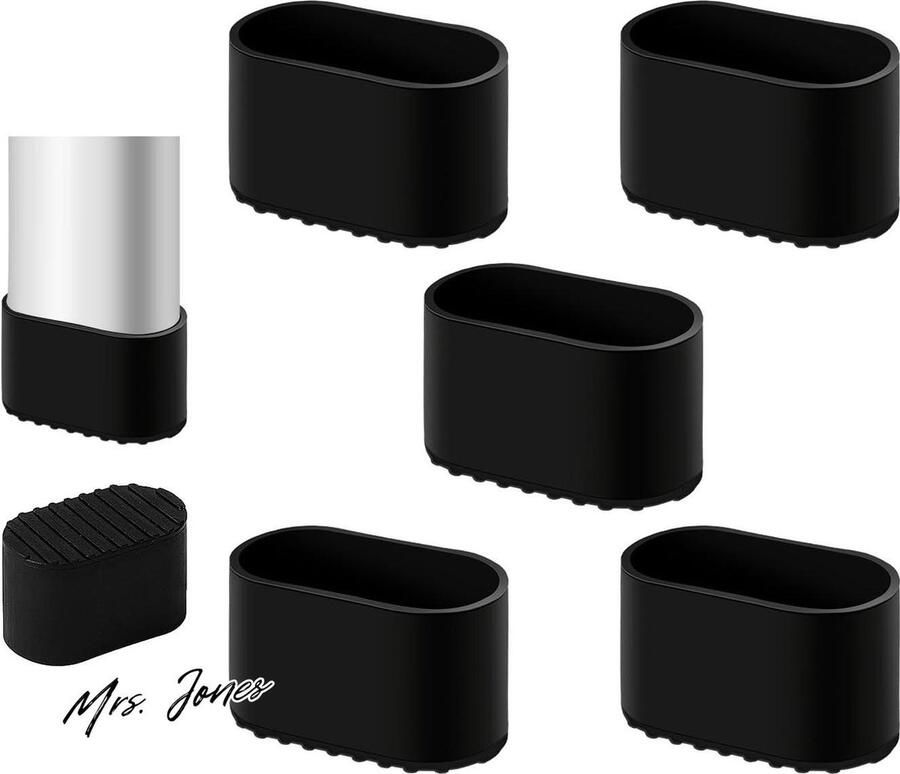 Mrs. Jones 24 Stuk Stoelpootdoppen-Stoelvoetbeschermers 40 x 20 mm Voetkappen voor TuinstoelenAnti-geluid Niet-kras Ovale Buizen Beschermkappen voor Stoelpoten voor Meubelpoten