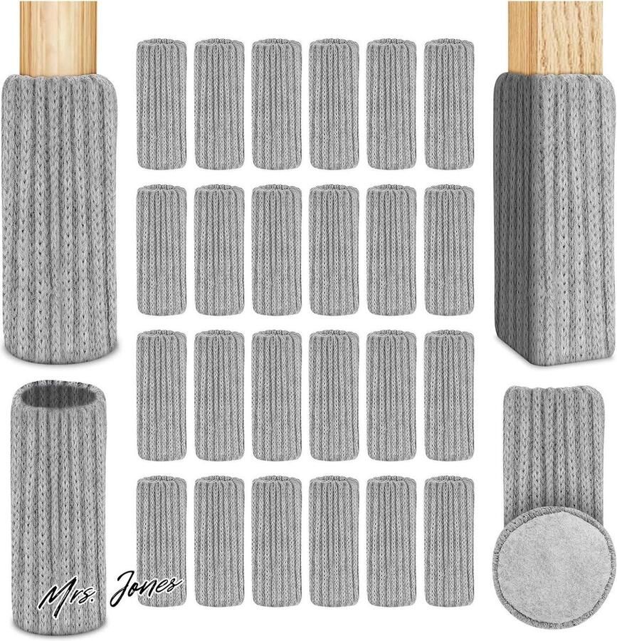 Mrs. Jones 24 stuks stoelsokken elastische meubelsokken dikke onderkant antislip pads voor meubels tafel vloerbescherming voorkomt krassen en geluiden OSDUE