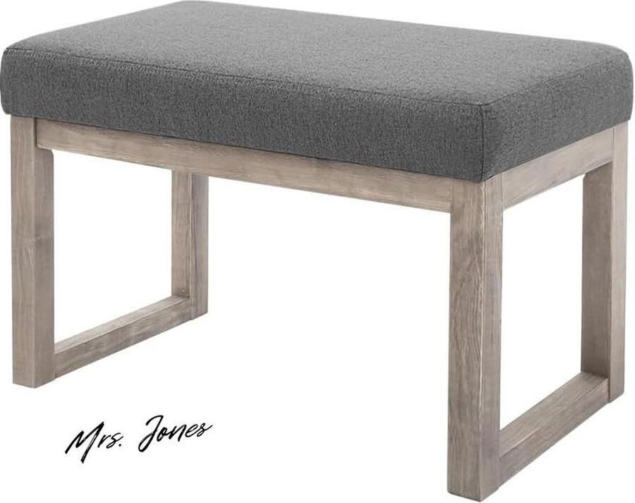 Mrs. Jones 27 Inch Brede Rechthoekige Ottomaanse Bank Grijze Voetenbank van Polyester Stof voor Woonkamer en Slaapkamer in Grijs