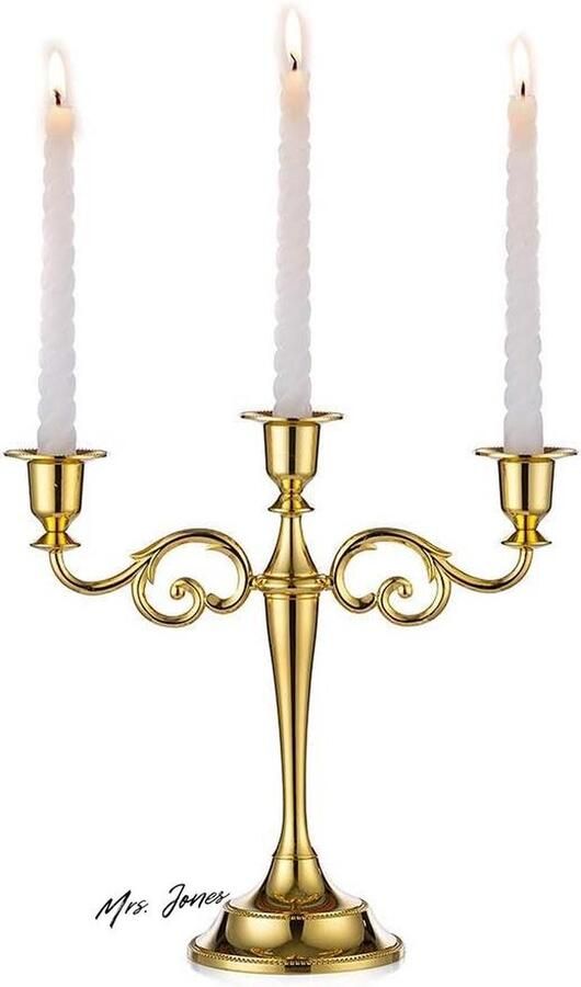 Mrs. Jones 3 kaarsenhouders voor bruiloft eettafel diner met kaarsen hotelinterieur decoratieve ornamenten goud
