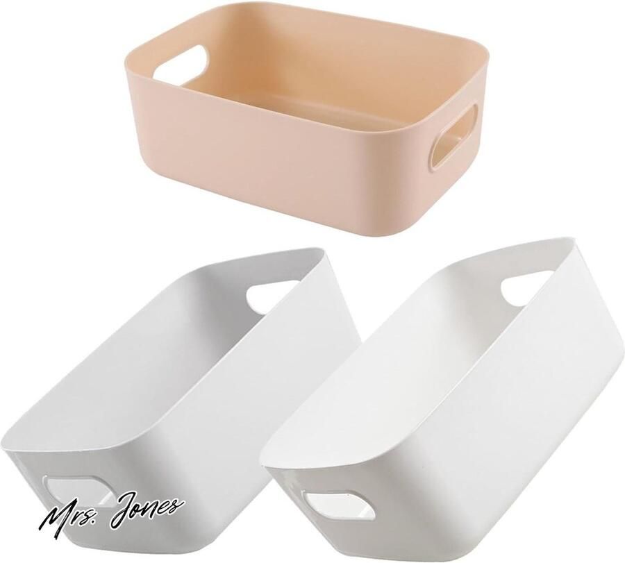 Mrs. Jones 3 stuks kunststof pantry stapelbare opbergorganizer mand stapelbaar met handgrepen meerdere kleuren voor kastorganizer voor keukenrek badkamer cosmetica kinderkamer kast kantoor