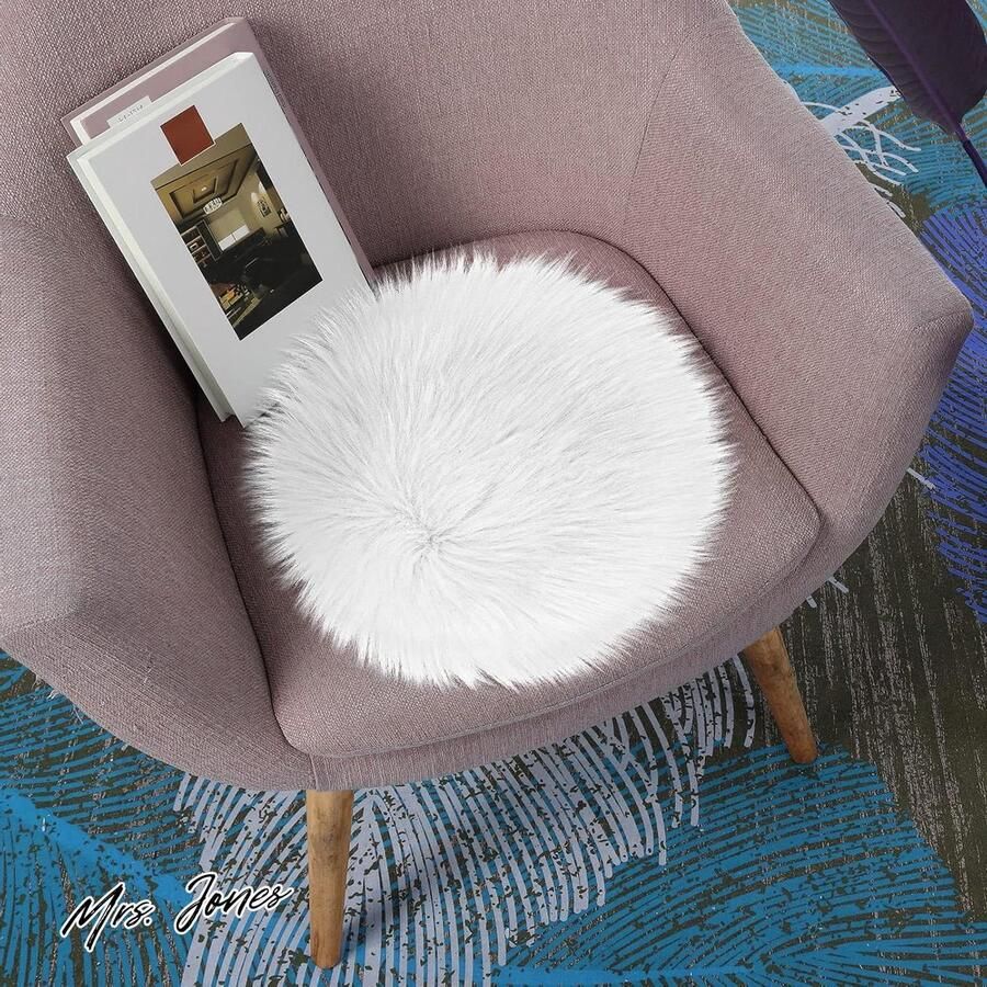 Mrs. Jones 35 cm Ronde Faux Fur Kleine Ruimte Tapijt Seat Pad Protectors Voor Thuis Slaapkamers Pluizig Pluche Esthetische Decor