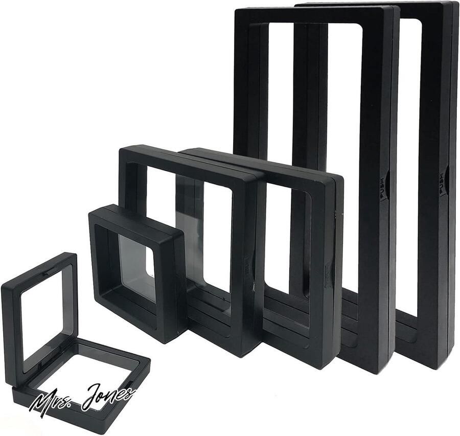 Mrs. Jones 3D Zwevende Vitrine Sieraden Organizer Zwevend voor Display Box Bodem Houder Sieraden Display Zwart