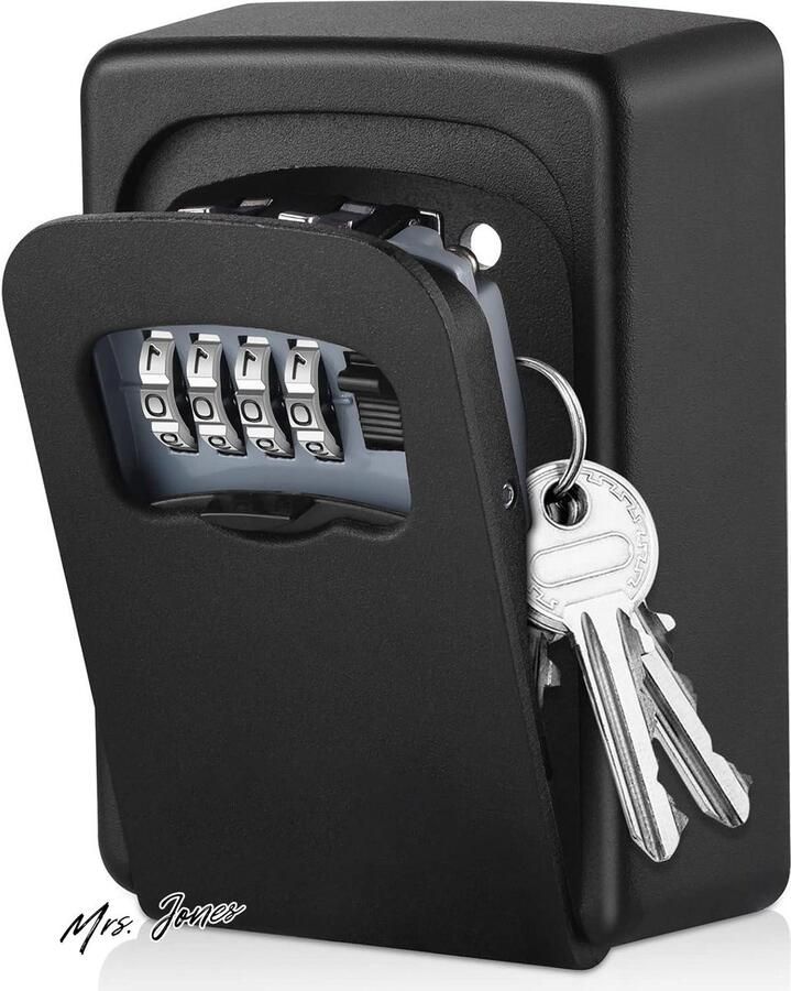 Mrs. Jones 4 Digit Combination Lock Wall Mounted Key Safe Police Approved Outdoor Waterproof Security Cabinet for Home Garage Office