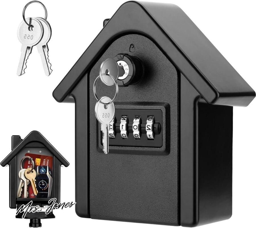 Mrs. Jones 4 Digit Security Box Combination Key Safe for Keys Outdoor Key Waterproof Key Cabinet for Home Garage with 2 Emergency Keys