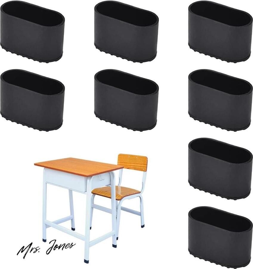 Mrs. Jones 40 stuks ovale stoeldoppen beschermkappen stoelen meubels krukken tafels banken vloer krassen vermindert lawaai zwart