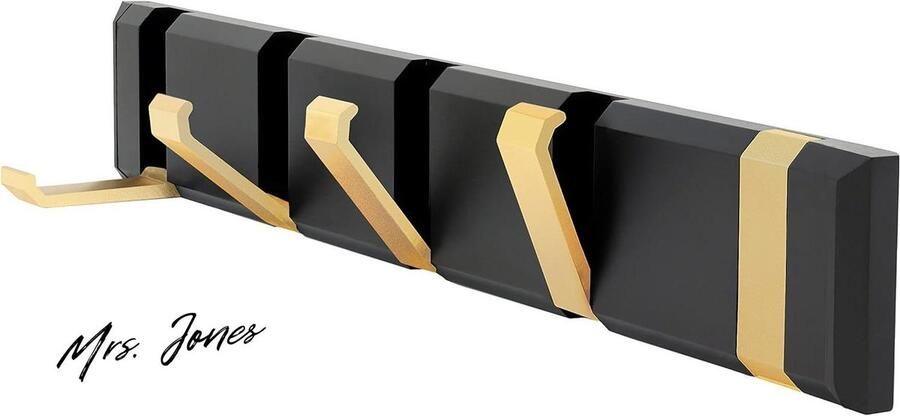 Mrs. Jones Premium Collection Kapstok Garderobehaken Inklapbare haken Orde Stijl Goudkleurig zwart