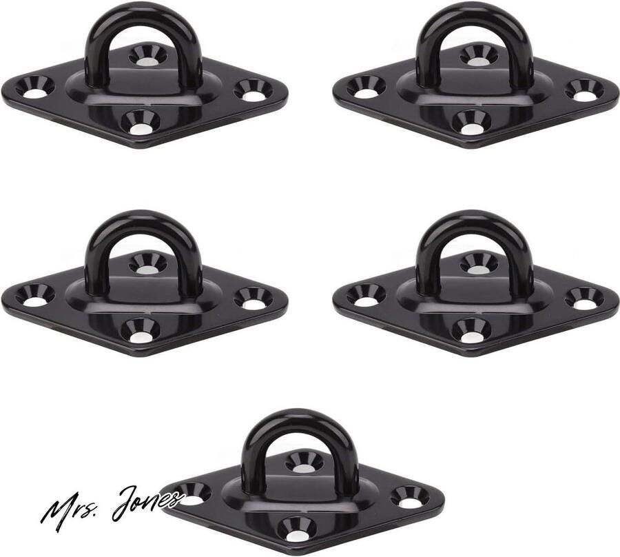 Mrs. Jones 5 haken van roestvrij staal 304 met oogplaat haken voor zware wandmontage U-haken voor plafondlampen plafondventilatoren (6 mm) duurzaam roestvrij staal