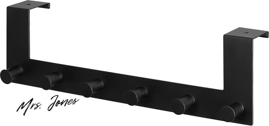 Mrs. Jones 6 haken deurhanger Kledinghanger handdoekhaken deur 4 cm Zwart