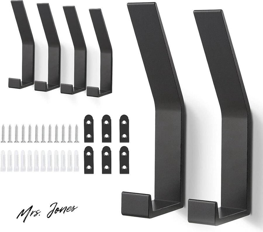 Mrs. Jones 6 Stuks Mantelhaken Handdoekhouder Wandhouder Kledinghaken Modern Kapstok Zwaar Gebruik Slaapkamer Deur Kast