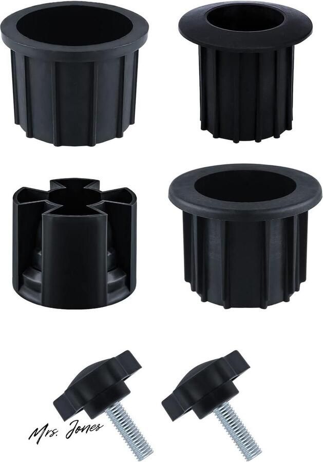 Mrs. Jones 6st Umbrella Replacement Parts Paraplubak Pijp met Gekartelde Schroeven M8 Paraplubak Onderdelen Accessoires voor Parasol Strandstoel voor Terrastafel Balkon Achtertuin (Zwart)