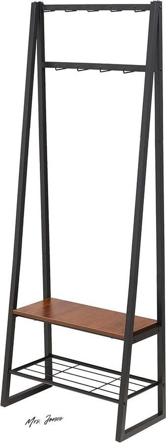 Mrs. Jones 8-haaks kapstok met schoenenbank en 2 niveaus opslag kapstok met schoenenbank opslag