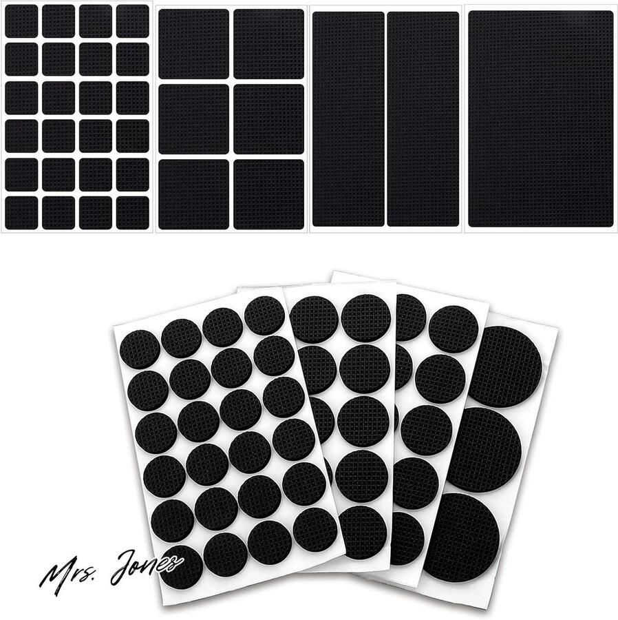 Mrs. Jones 93 stuk Anti Slip Stootkussen Zelfklevend Rubber Mat voor Meubilair Ronde Rechthoekige Slipremmers Meubelvoeten Stoelpoten Banken Abeillo 5mm dikte