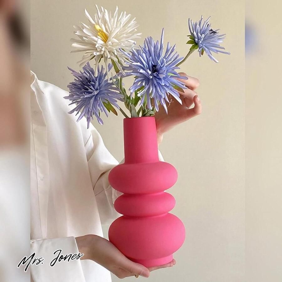 Mrs. Jones Premium Collection Hoge keramische vaas Felroze Moderne unieke vaas Tafel decoratie Housewarming cadeau