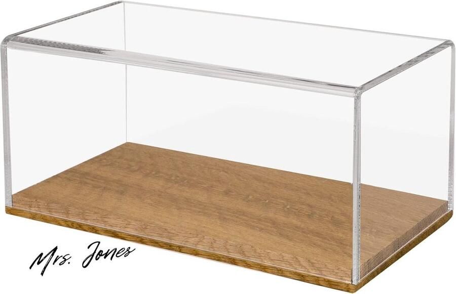 Mrs. Jones Acryl Vitrine Houten Basis Modelauto's 30x15x14 cm Transparant