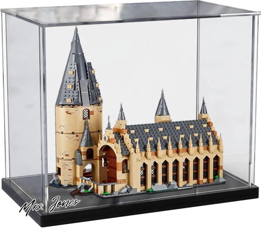 Mrs. Jones Acryl vitrine met zwarte bodem stofdichte showbox voor speelgoed vierkant verzamelstukken (20 x 20 x 20 cm)