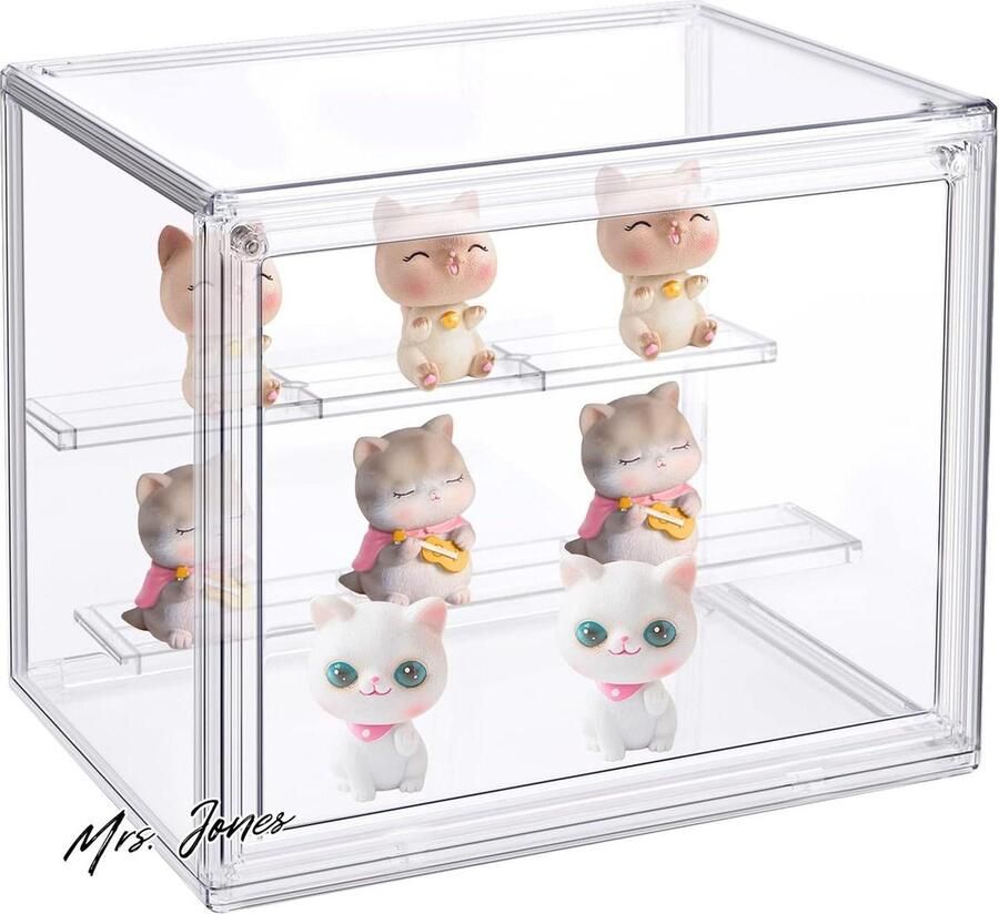 Mrs. Jones Acryl Vitrine Transparante Opbergdoos Grote Kubus voor Verzamelobjecten Miniatuurfiguren (27 x 22 x 18 cm)